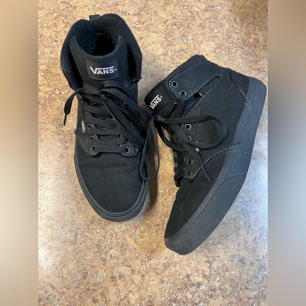 Men’s High Top, All Black Vans, size 8.5